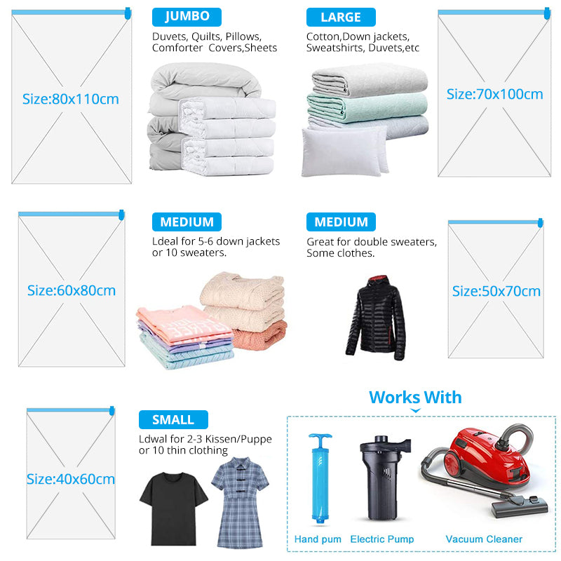 Foldable Transparent Vacuum Storage Bag for Clothes